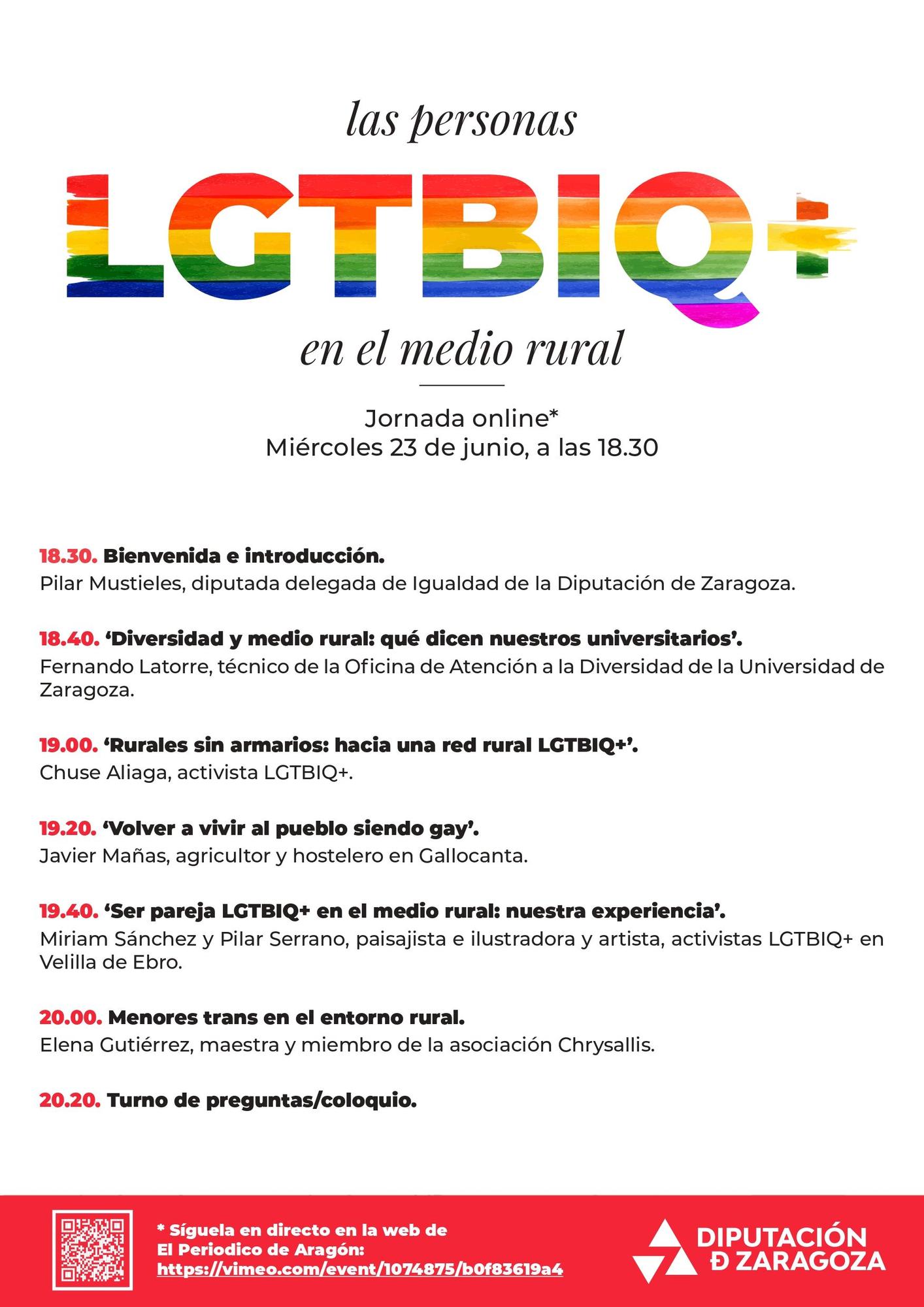 Programa de la jornada online sobre las personas LGTBIQ+ en el medio rural