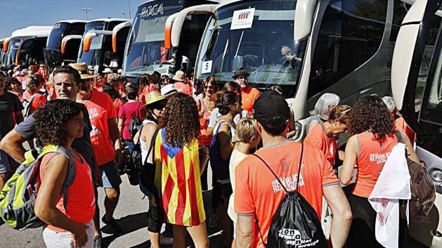 Sortida dels autobusos cap a Barcelona l&#039;any 2018.