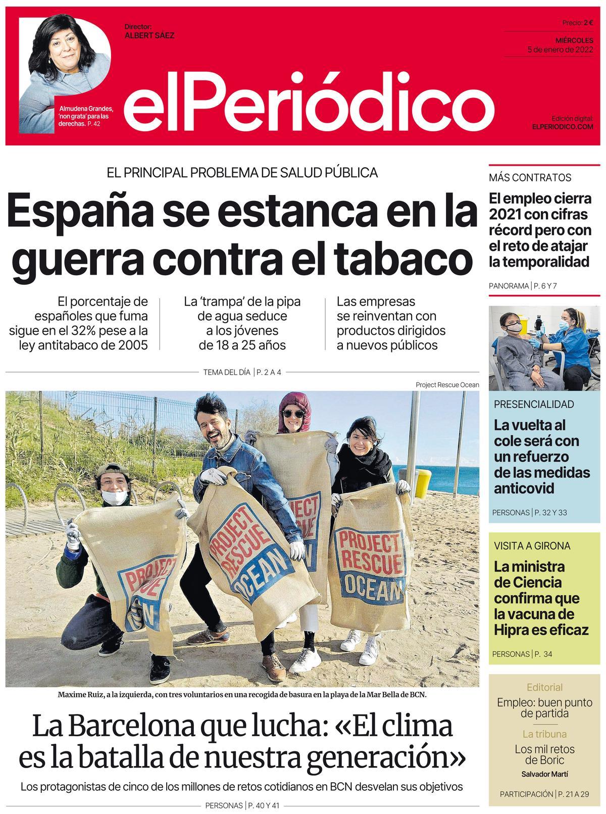 La portada d’EL PERIÓDICO del 5 de gener del 2021