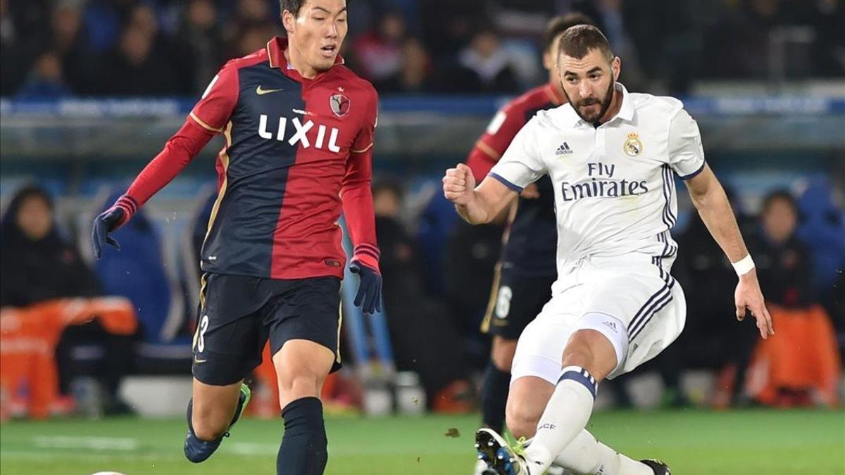 Benzema marca el primer gol del Madrid en el primer tiempo