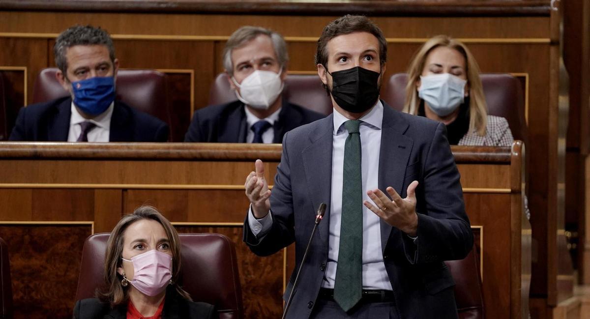 Pablo Casado en la sesión de control al Gobierno en el Congreso de los Diputados.