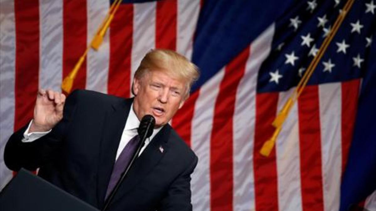 Donald Trump, ayer, en el Ronald Reagan Building de Washington.