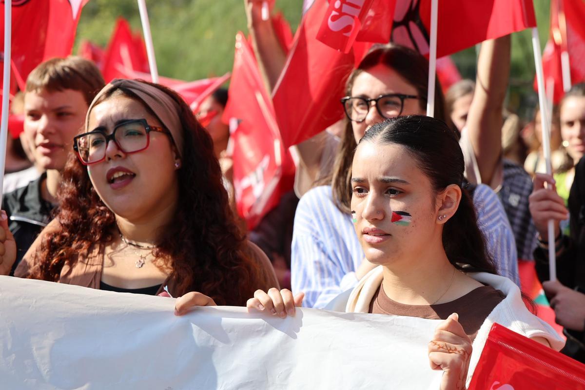 Manifestación de estudiantes en favor de Palestina en Barcelona
