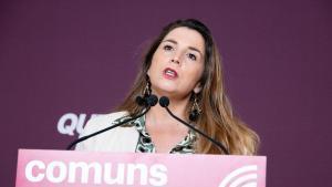 La coordinadora de Catalunya en Comú, Candela López, en rueda de prensa