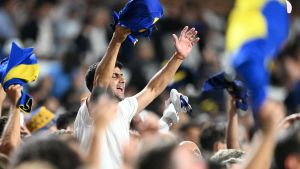 Hinchas durante el partido que enfrentó a Boca frente al Bayern en Miami en el Mundial de Clubes.