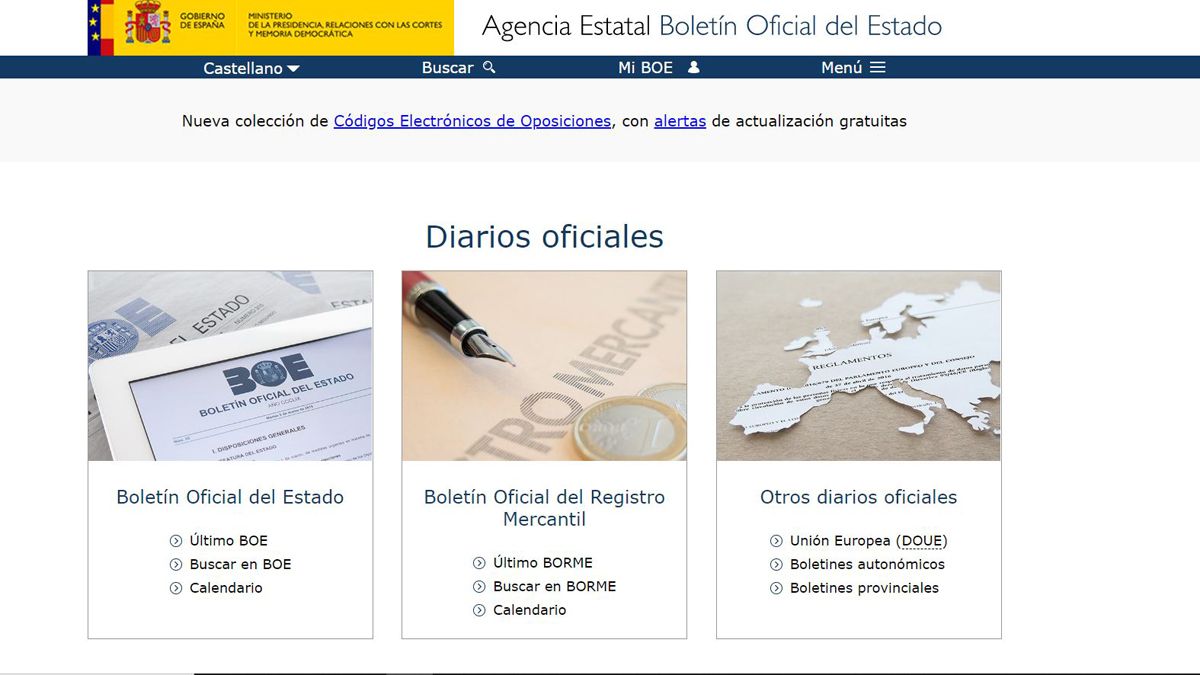 La página web del BOE