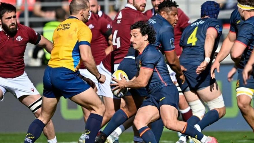 Tani Bay durante el partido de España y Georgia, ayer en Tiflis. | GEORGIA RUGBY