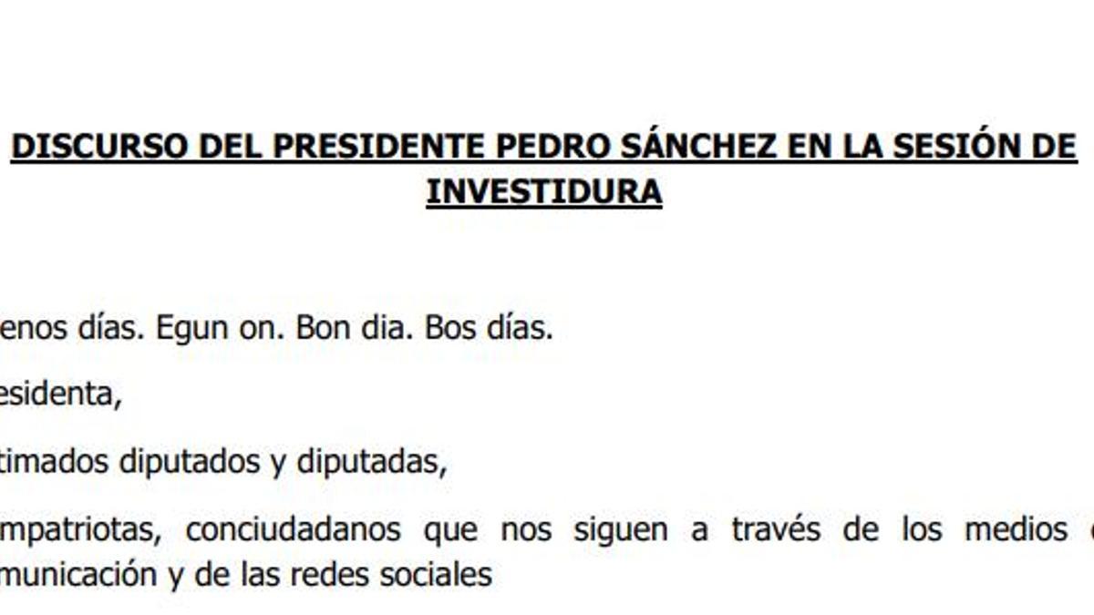 Discurso de Pedro Sánchez en el debate de investidura (15-11-2023)