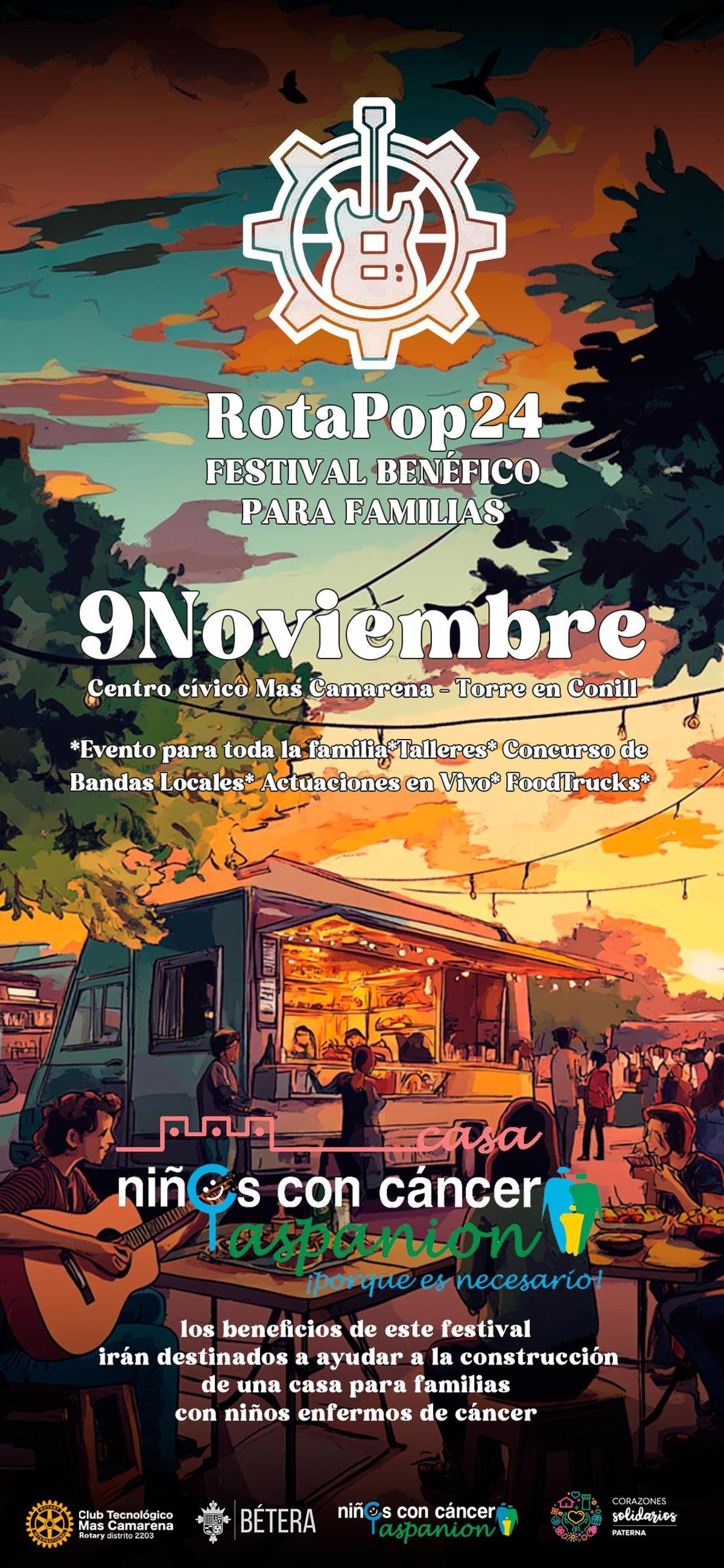 Cartel del festival que organiza el Rotary en beneficio de la casa Aspanion de Paterna.
