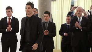 El davanter del Reial Madrid, durant l’entrega del Premio Nacional de deporte,