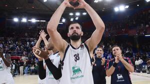 Nikola Mirotic, al final del encuentro que signficaba su regreso al Palau Blaugrana.