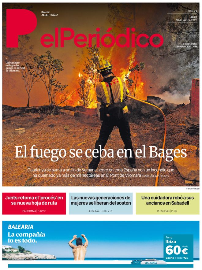 La portada d’EL PERIÓDICO del 18 de juliol del 2022