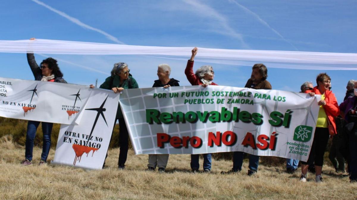 Pancartas de la concentración contra las renovables. | A. S.