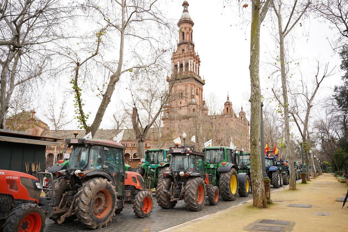 Tractores en la Plaza de España. Tractores en la Plaza de España.
