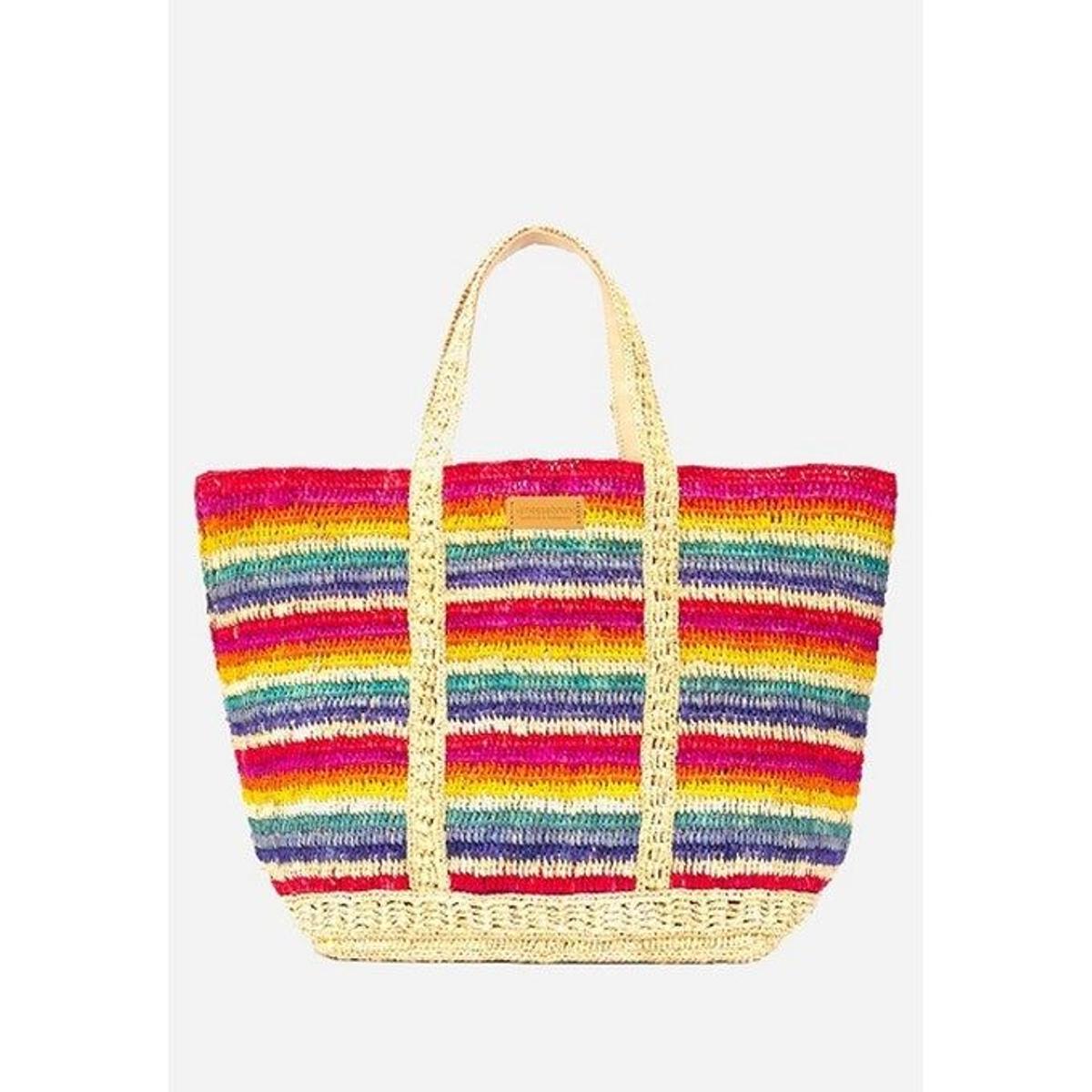 Bolso tote de rafia multicolor