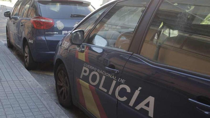 Dos patrullas aparcadas de la Policía Nacional.