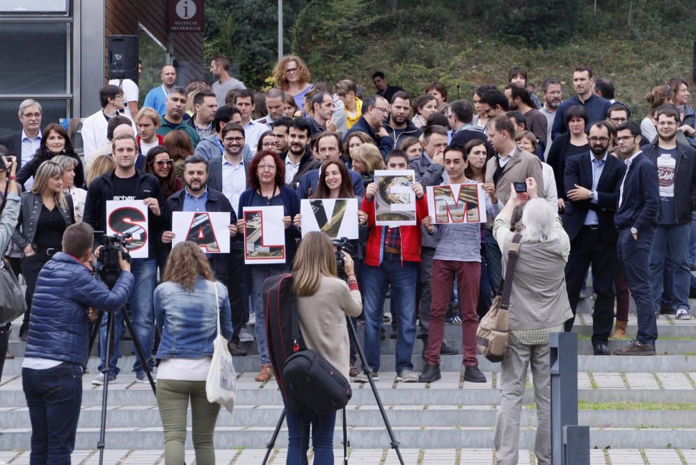 Manifestació d'empreses i treballadors del Parc Científic de la UdG