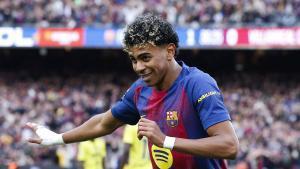 Barcelonas Lamine Yamal celebrates after scoring his second goal against Villarreal during their LaLiga EA Sports match between Barcelona and Villarreal at Spotify Camp Nou stadium in Barcelona, Catalonia, Spain, 28 February 2026. EFE/Toni Albir