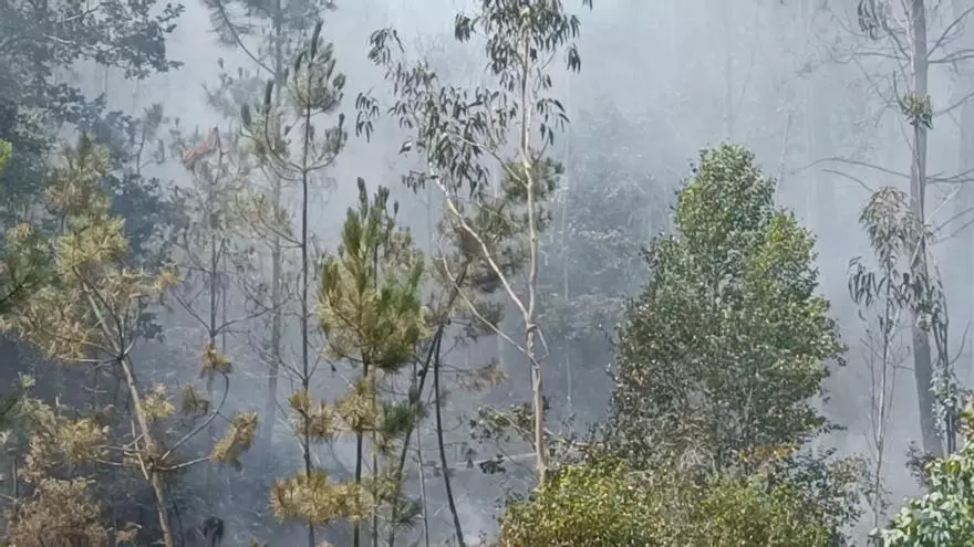 Los incendios de Vimianzo y Laxe se unen en un único fuego que quemó ya 165 hectáreas