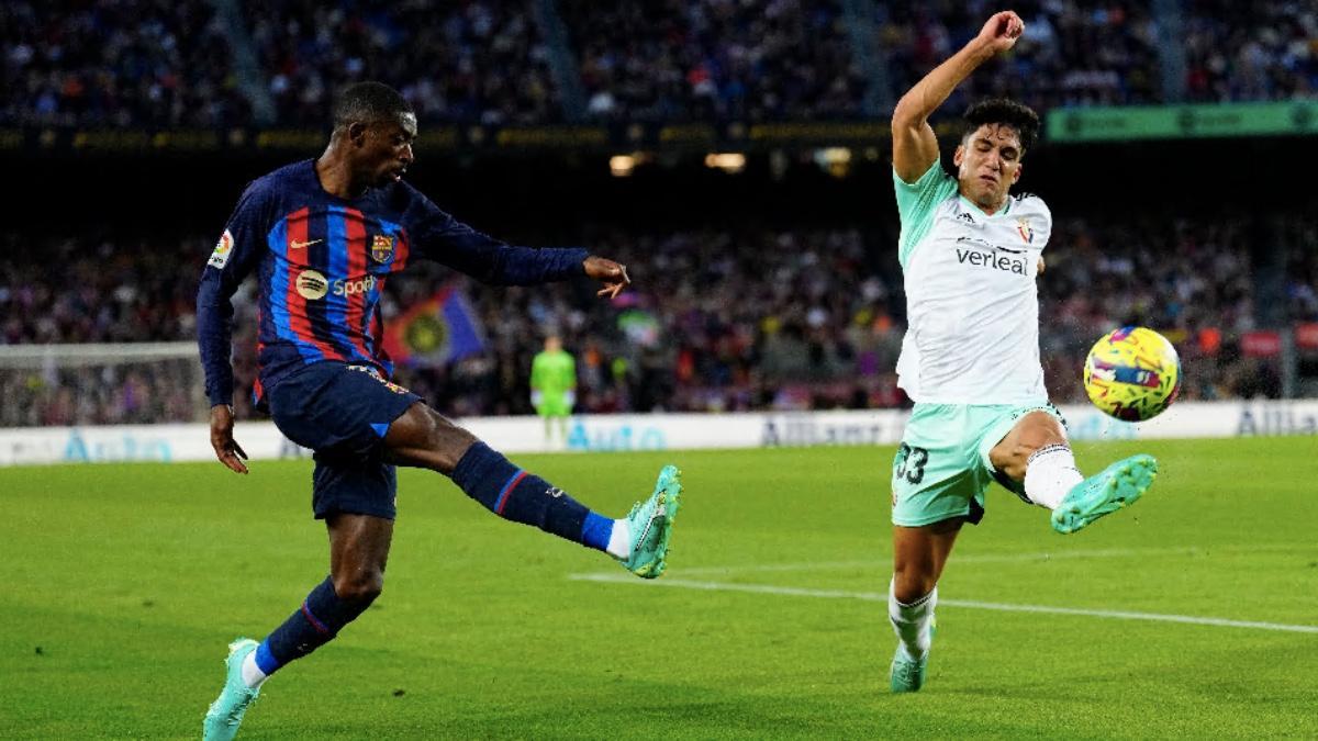 Iker Benito, esta temporada ante Dembélé