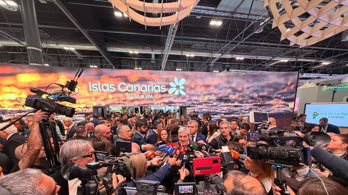 El presidente de Canarias, Fernando Clavijo, durante su intervención en Fitur.