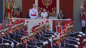 La Guardia Real desfila ante los reyes el 3 de julio de 2023.