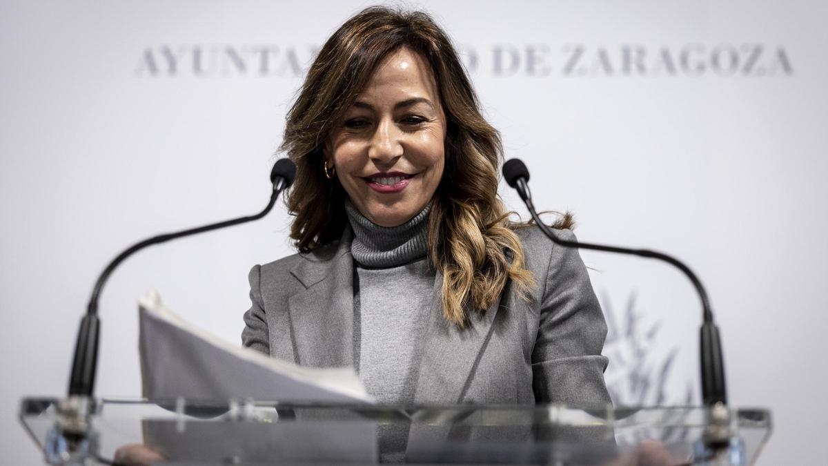 La alcaldesa, Natalia Chueca, este lunes en la presentación del presupuesto municipal.