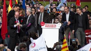 El acto central de campaña del PSC ha tenido lugar en el Centro de Congresos de Barcelona.