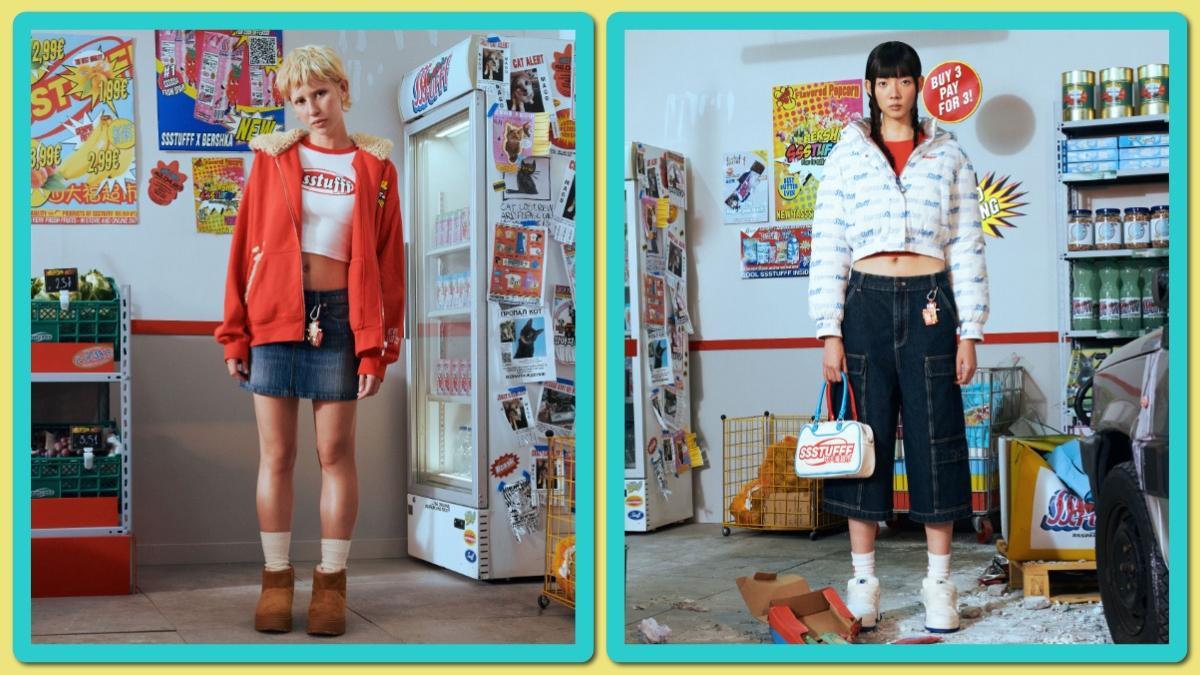 Dos modelos con 'outfits' de la nueva cápsula Bershka x SSSTUFFF