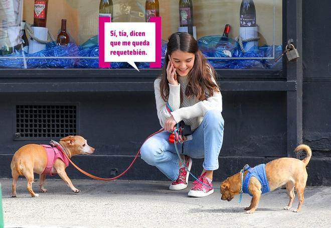 Suri Cruise con dos perritos