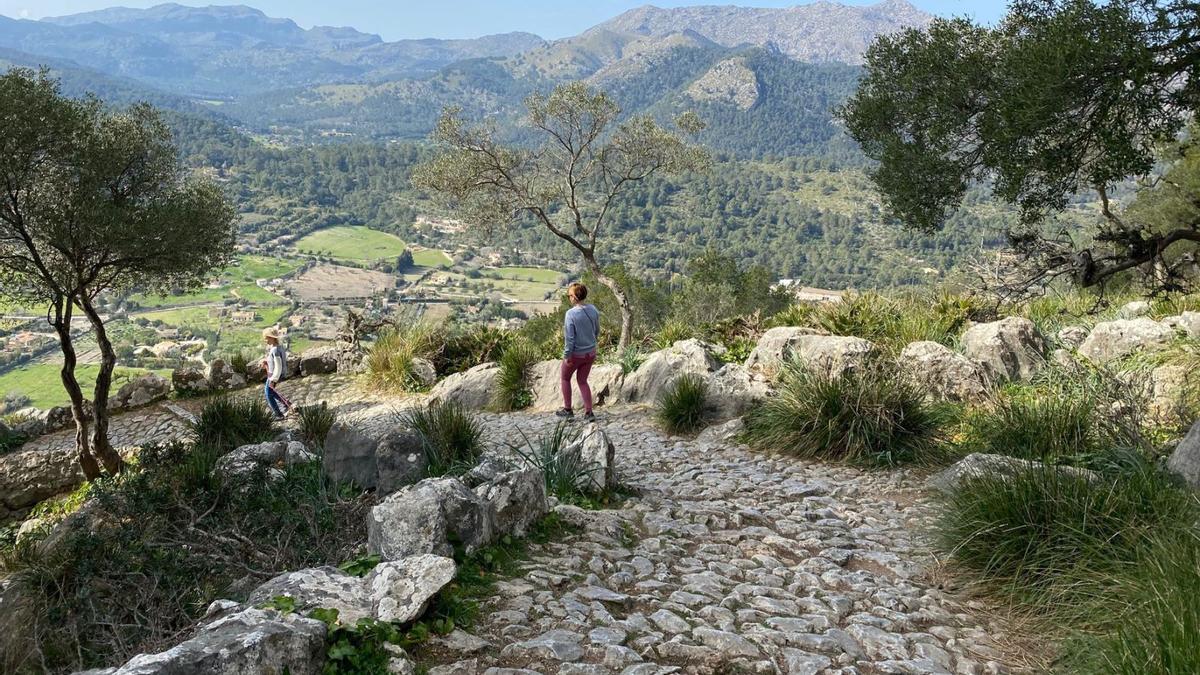 Vom steinigen, kurvenreichen Weg aus bieten sich immer wieder wunderschöne Tiefblicke auf Pollença und Umgebung.