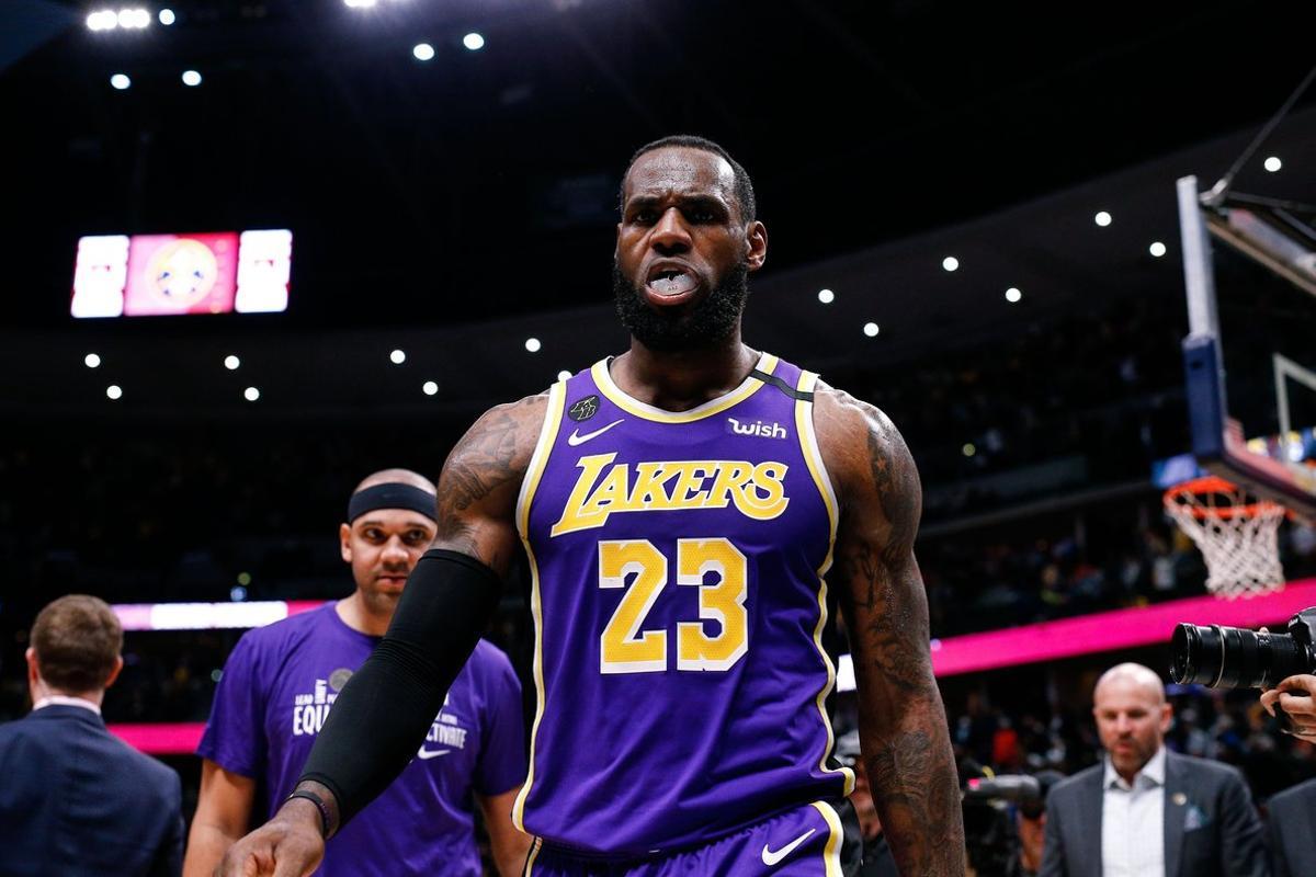 Feb 12, 2020; Denver, Colorado, USA; Los Angeles Lakers forward LeBron James (23) walks off the court after a game against the Denver Nuggets at the Pepsi Center. Mandatory Credit: Isaiah J. Downing-USA TODAY Sports