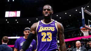 Feb 12, 2020; Denver, Colorado, USA; Los Angeles Lakers forward LeBron James (23) walks off the court after a game against the Denver Nuggets at the Pepsi Center. Mandatory Credit: Isaiah J. Downing-USA TODAY Sports