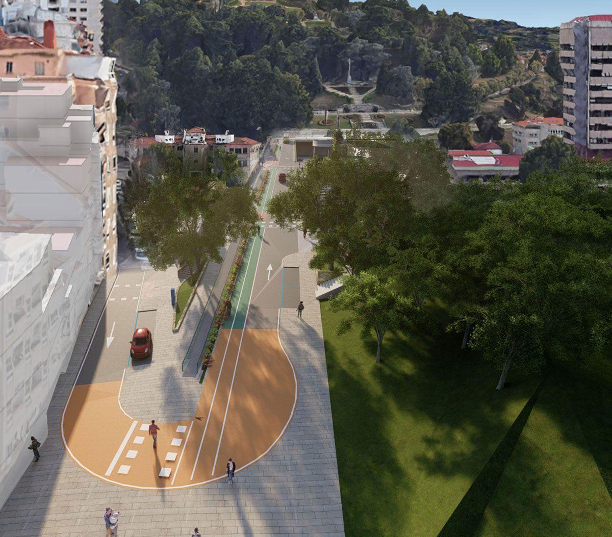 Infografía de las futuras rampas mecánicas del Paseo de Granda de Vigo.