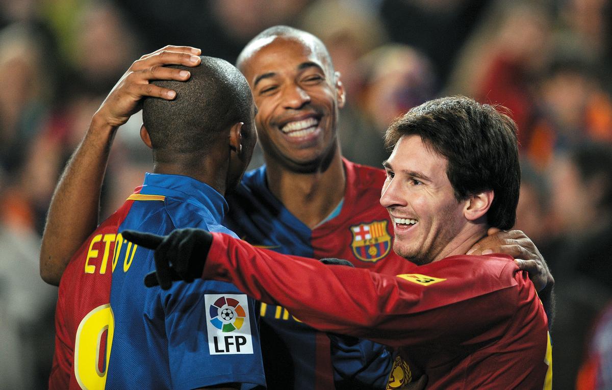 Messi, Henry y Etoo, en el 2-6 en el Bernabéu.