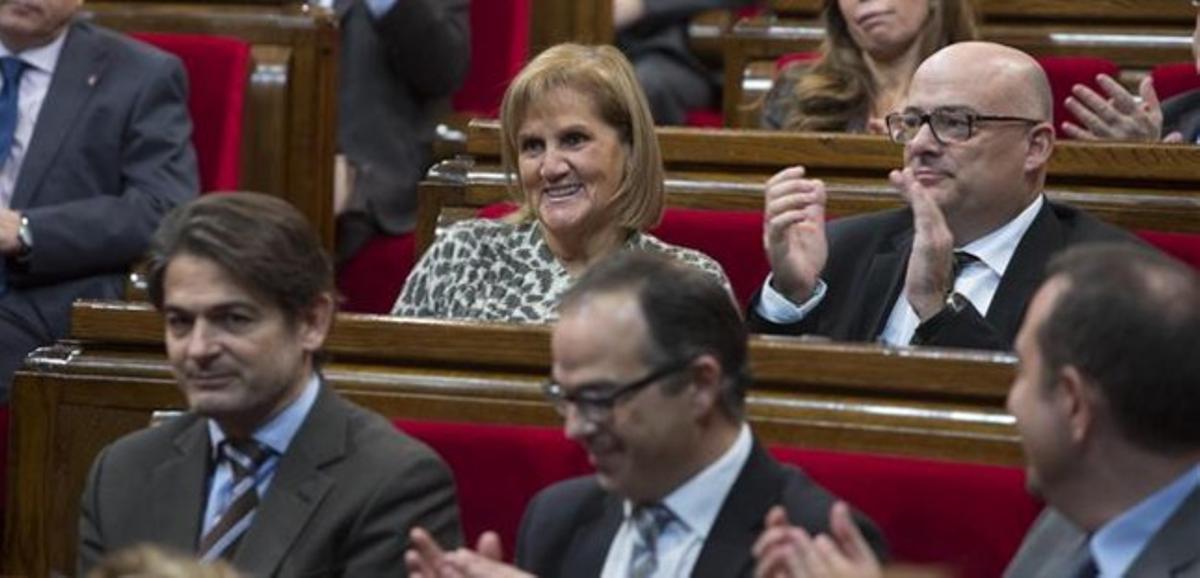 Núria de Gispert, somriu, després de ser elegida presidenta del Parlament, aquest dilluns. Núria de Gispert, somriu, després de ser elegida presidenta del Parlament, aquest dilluns.