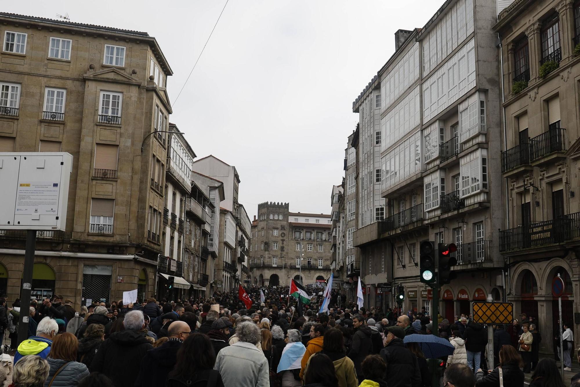 Así se ha desarrollado la manifestación por la crisis de los pélets en Santiago