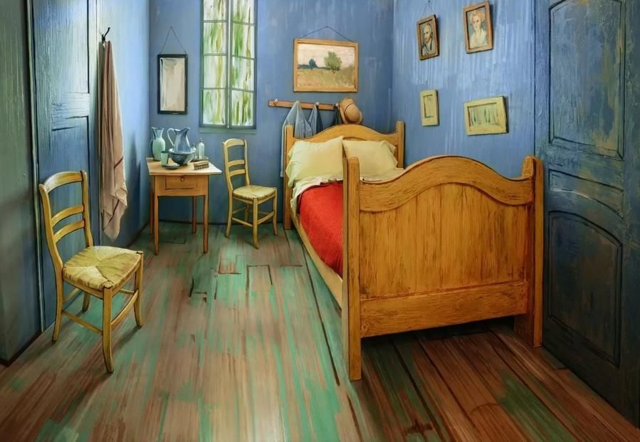 Una habitación convertida en un cuadro de Van Gogh