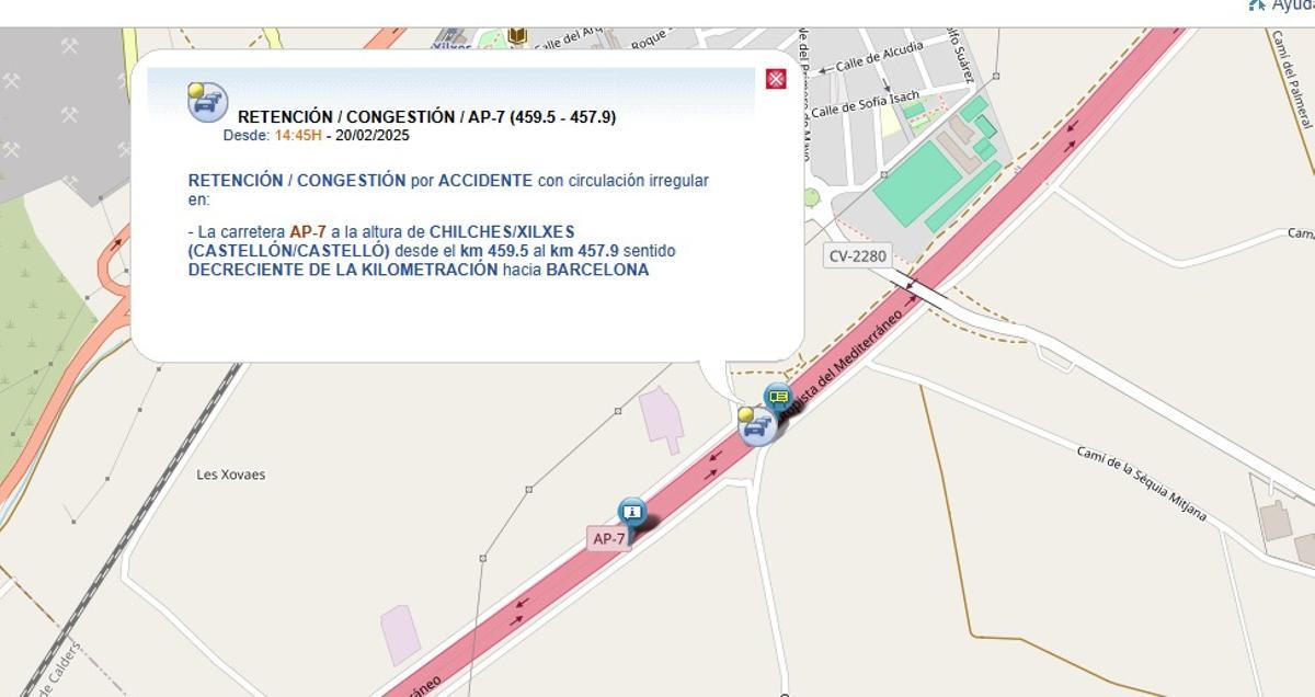La DGT ha publicado la retención provocada por el accidente.