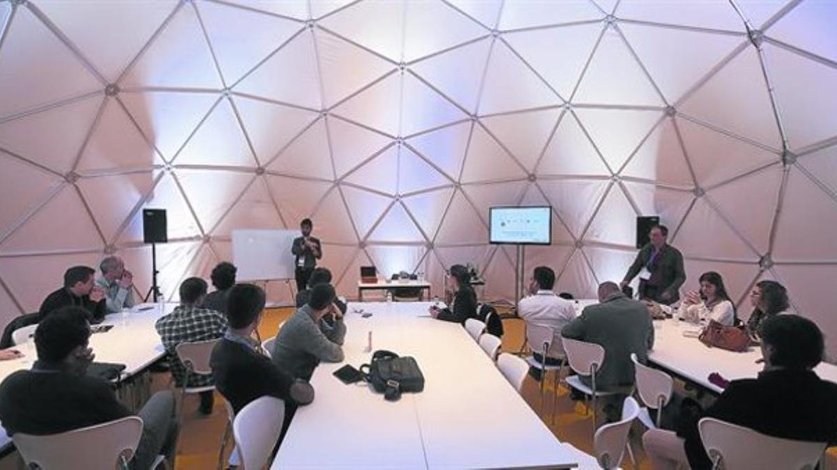 EN COMUNICACIÓN.  Encuentro de emprendedores en el salón 4YFN organizado el pasado mes de marzo en el Mobile World Congress de Barcelona.