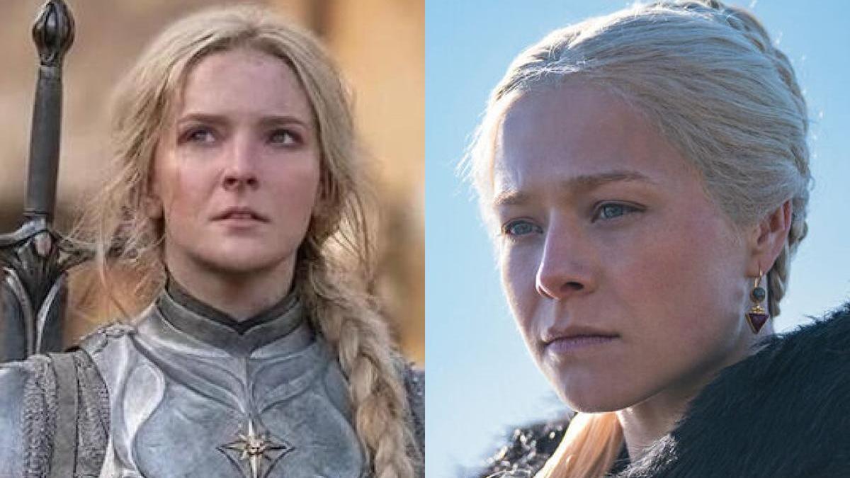 Morfydd Clark (i) interpreta a Galadriel; y Emma D'Arcy es Rhaenyra Targaryen (d).