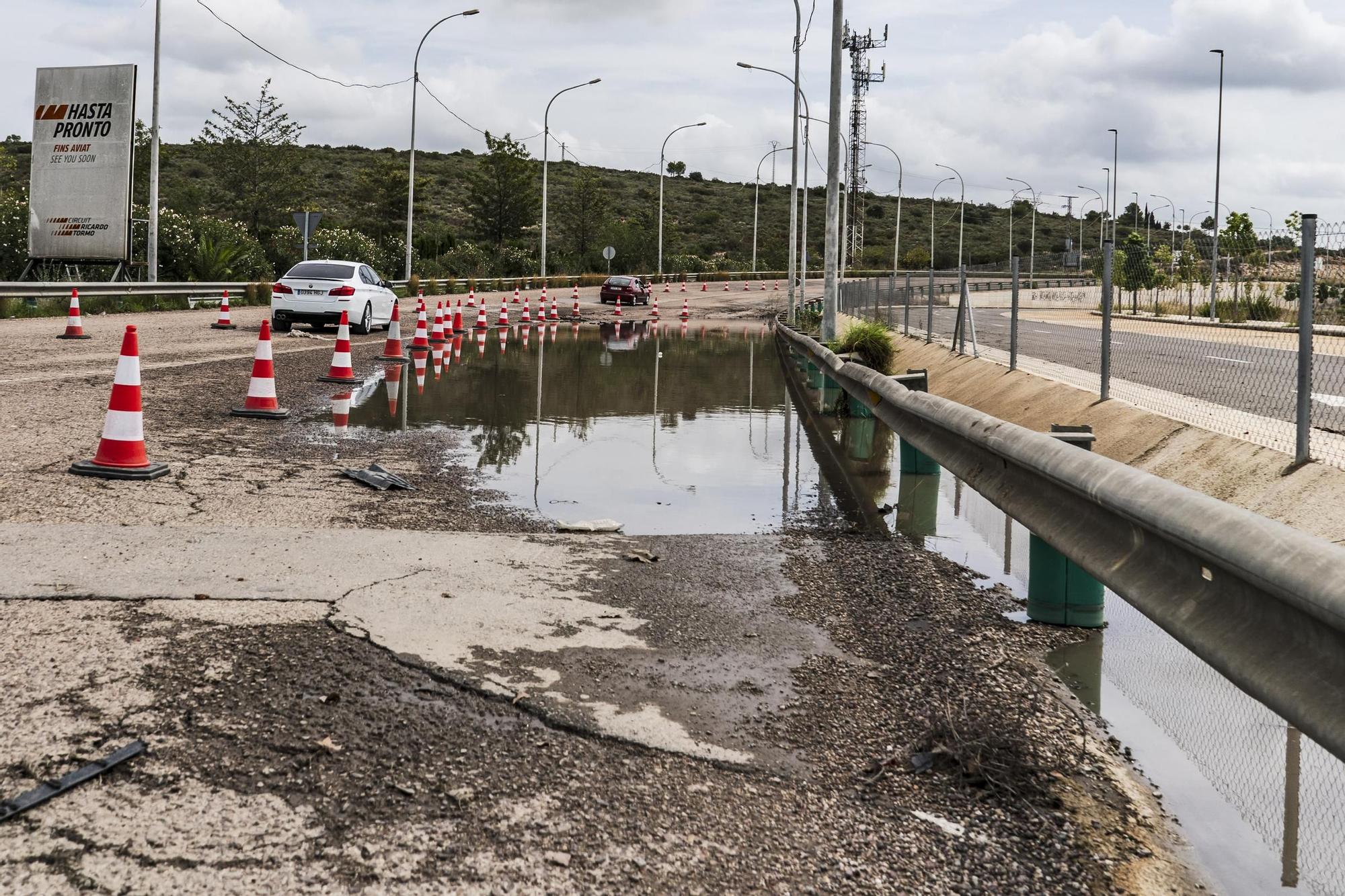 Acceso al Circuit Ricardo Tormo desde la A-3 cortado por las lluvias este fin de semana
