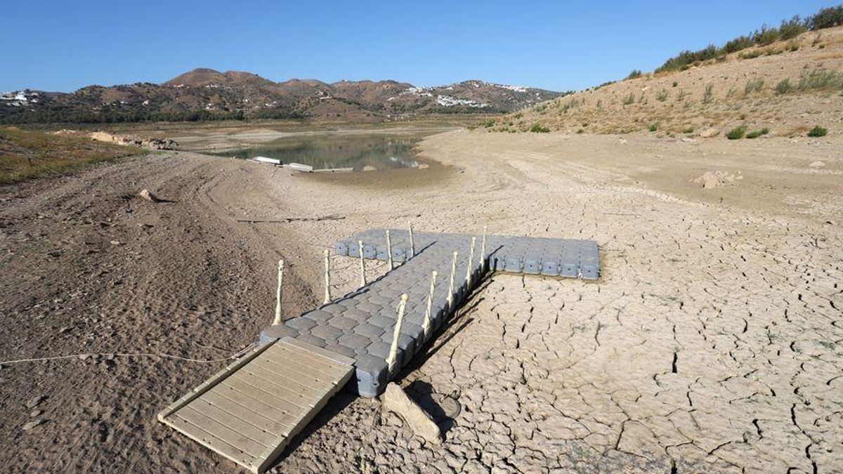 El embalse de la Viñuela, a 8 de agosto de 2022.