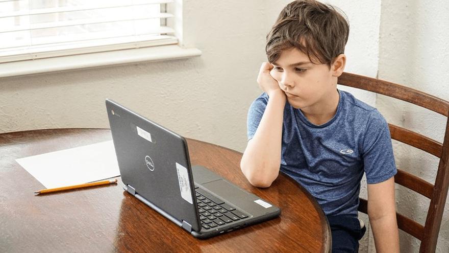 Un niño frente a un ordenador