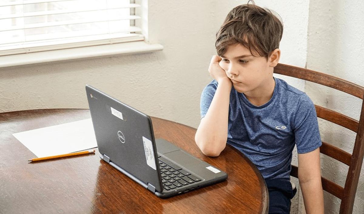 Un niño frente a un ordenador