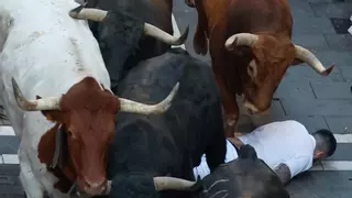 Quinto encierro de San Fermín con toros de Jandilla