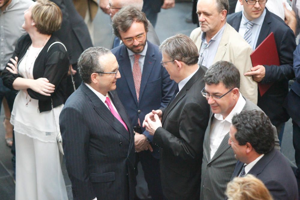 El presidente de EPI, Javier Moll; el consejero delegado de EPI, Aitor Moll;el presidente del Consell; Ximo Puig; el presidente de las Corts, Enric Morera; y el presidente de la diputación, Javier Moliner.