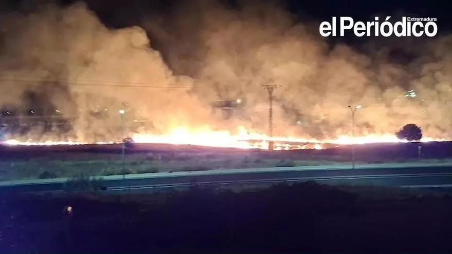 Video | Declarado un incendio de pastos en la Mejostilla, en Cáceres
