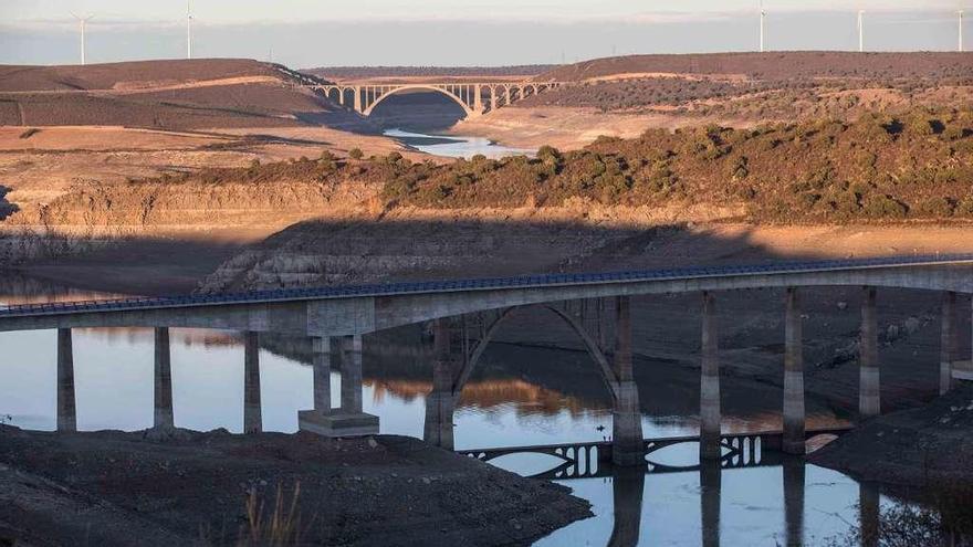 El embalse de Ricobayo, otra de las &quot;víctimas&quot; de la sequía que aqueja a todo el país.