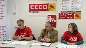 Rueda de prensa de CCOO para denunciar la emergencia educativa en L?Hospitalet de Llobregat.
